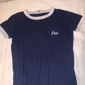 VS PINK navy blue and white shirt